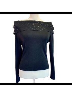 Etoile Black sequin off the shoulder sweater top